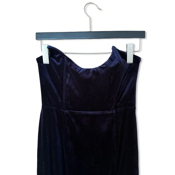 Superdown ryleigh strapless maxi dress Midnight Blue velvet high slit Revolve M - Picture 6 of 7